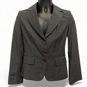Gray Pinstripe Wool Blend Blazer Women’s Small Workwear Career Business Holiday
